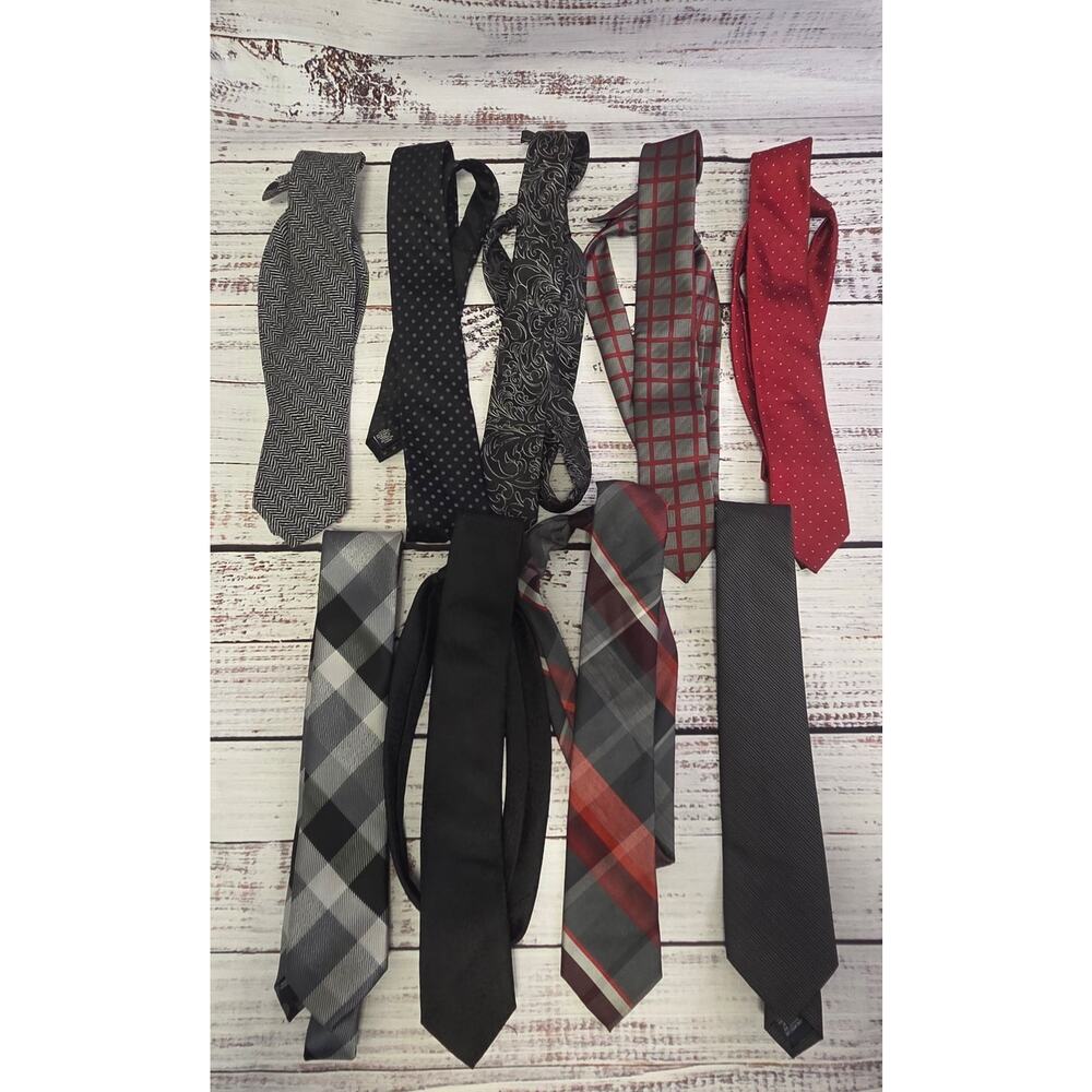 Men's Tie Lot 9 Assorted Neckties Mixed Brands Striped Solid Dress Work